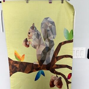 Geometric Squirrel cotton flag / wall hanging - Yellow